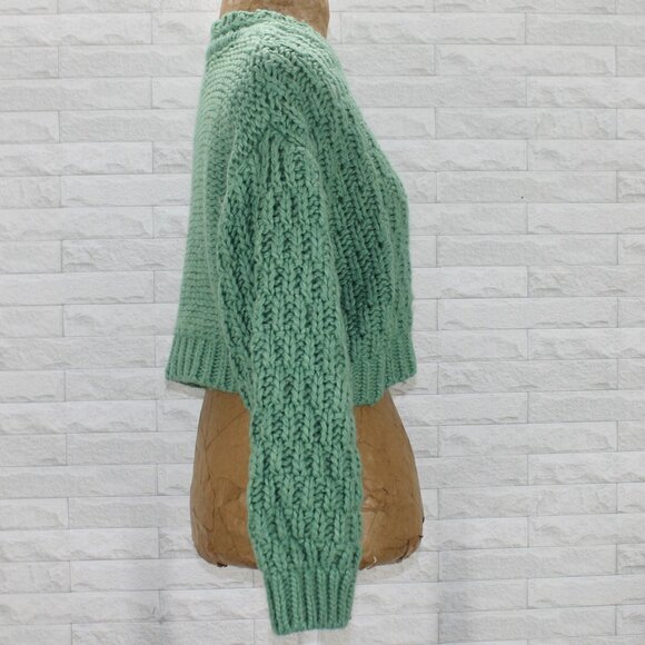 UNIVERSAL THREAD Sweater Wool Blend Knit Cropped Chunky Thick Oversized Green S - Picture 3 of 12